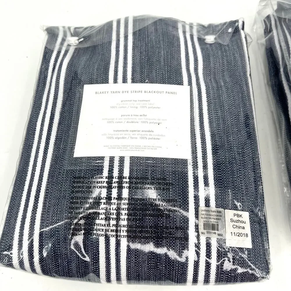 Pottery Barn Kids Blake Yarn dye Stripe Blackout Panel 44”x96”